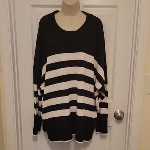 Sonoma Black and White Striped Women's Sweater Size 2X